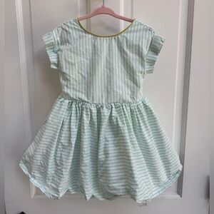 French Connection 4T Girls Mint Green & White Striped Formal Short Sleeve Dress